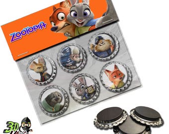 Zootopia Magnets | Bottle Cap Magnets | Party Favors | Gift
