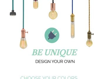 Plug in Pendant Light - Design Your Own - Any Custom Lengths and Colors
