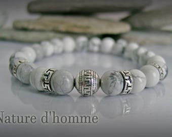 Bracelet sleek and trendy white howlite stone Ref: BN-250