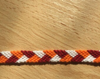Woven Friendship Bracelet red orange and white