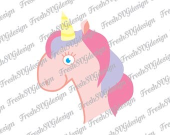 Unicorn Head SVG DXF Printable EPS Png, face, Silhouette, Clipart, Cricut Files, Shirt Decal, Monogram, Vector, Dabbing Cutting