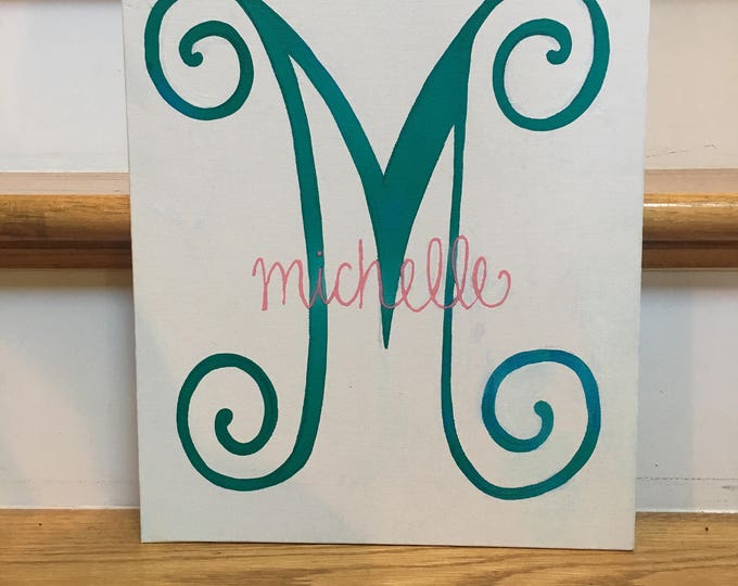 Initial with Name or Monogram Hand-Painted Canvas