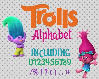 Trolls font, Font Svg, Trolls alphabet, Silhouette studio, Trolls svg, Cricut, font svg, Trolls cricut, Svg files, Trolls font SVG