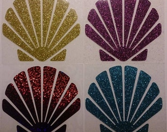 Diy Little Mermaid Ariel Seashell Bra Glitter Vinyl, 1 set Scalloped Sea Shells, Iron-On Appliques