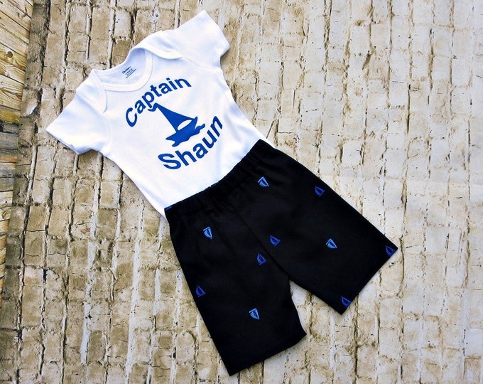 New Dad Gift - Boys Short Set - Fathers Day - Nautical Birthday Party - Little Sailor Boy - Baby Shower Gift - Photos - 3 months to 8 years