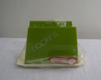 Vintage Avocado Green Plastic Napkin Holder - NOS