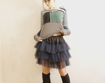 MoriMash (L) Long Sleeve Patchwork Shirt Extra Long Sleeves