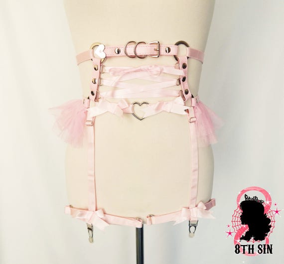 Pink Faux Leather Corset Garter Belt Pink Corset Lacing