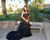 Alternative Black Wedding Dress for Gothic or Halloween Theme Custom Made to your Measurements