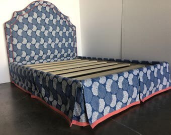 Custom Bed - With Curved Headboard, Inset Piping