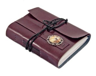 Burgundy Faux Leather Journal - Wrap Journal - Travel Journal - Prayer Journal - Dragonfly Cameo - Travel Journal - Diary - Ready To Ship -