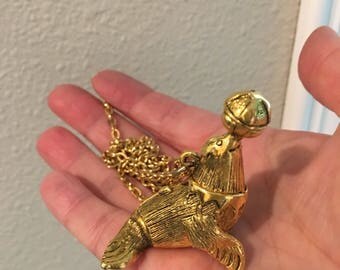 Rare Vintage Brass Hippo Shaped Max Factor Perfume Locket Pill