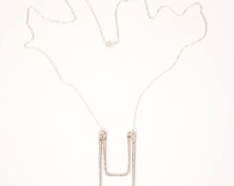 Silver double rectangle necklace with howlite gemstones | SIMONE