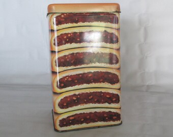 Fig Newton Cookie Tin, Vintage Retro Kitchen Decor Shelf Display Storage Container Trinket Memento