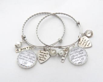 WEDDING GIFT SET, Wedding Bracelet Set, Personalized Mother of Groom Mother of the Bride Bracelet Set, Wedding Keepsake, Gifts and Momentos