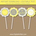 Yellow Gray Baby Shower Cupcake Toppers Printable Chevron
