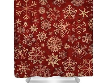 Park Designs Wicklow Red Ruffled Shower Curtain - 72x72 Farmhouse Country Cottage Style