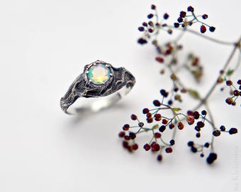 Opal Engagement Ring Rustic Jewelry Fire For Woman Opal Engagement Ring Rustic Jewelry Fire For Woman