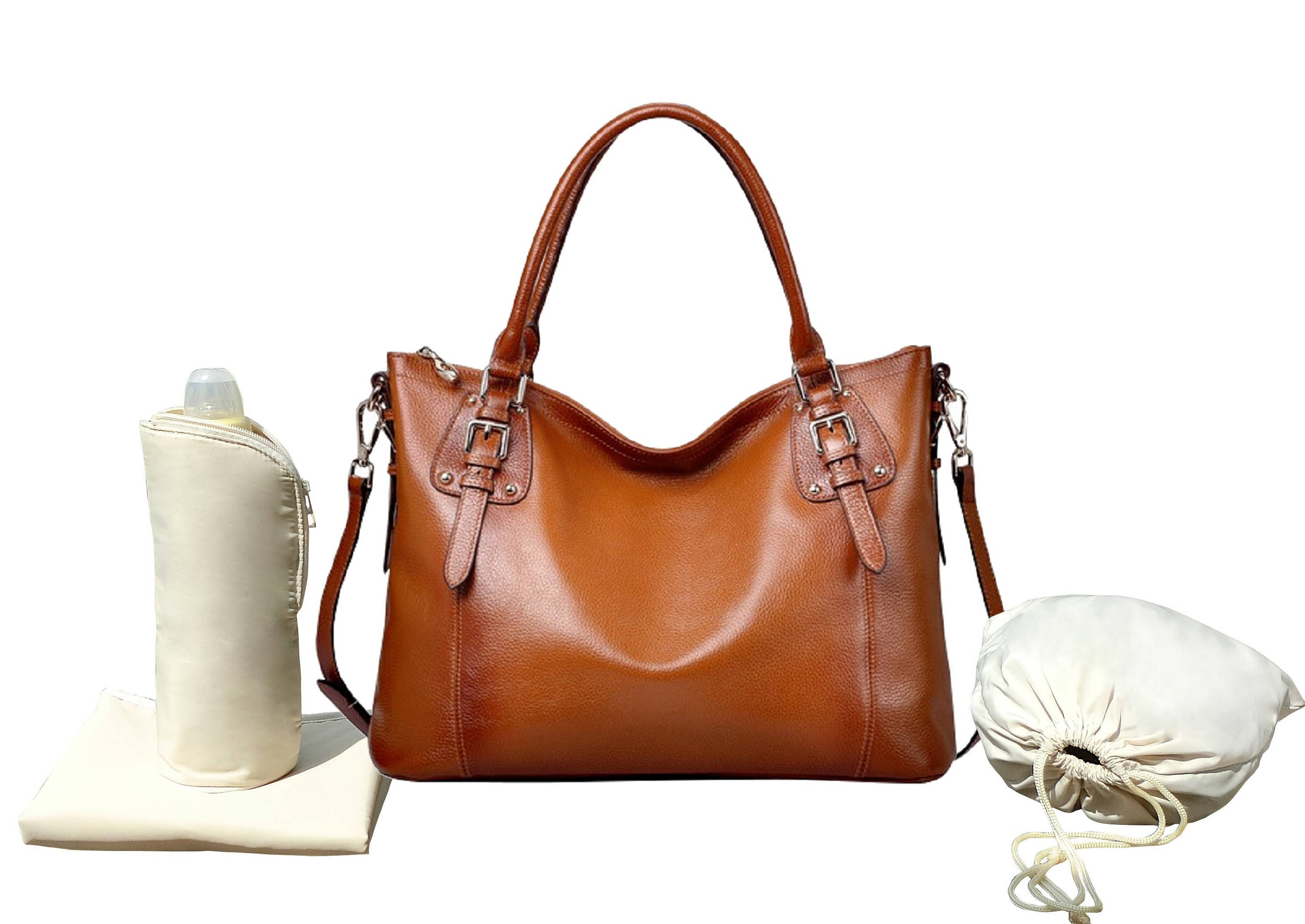 Leather Diaper Bag Cross Body Tote Diaper Bag Baby Changing