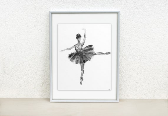 Ballerina illustration. Black and white ballerina sketch.