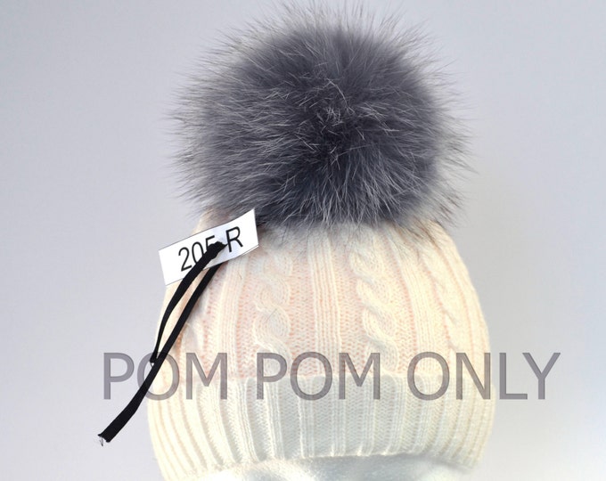 6" FUR POM POM Keychain! Real Fox Fur Pom Pom for Hat, Fox Pom-Pom, Gray Fox Pompom, Fox Pom Pom, Pom Pom for Hat, Children, Cap, Beanie