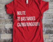Feminist V-Neck Shirt: "Nolite Te Bastardes Carborundorum" (Quote from the Handmaid's Tale) Fourth Wave Feminist Apparel (multiple colors)