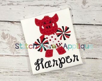 Hog Cheerleader Football Sports Machine Applique Design