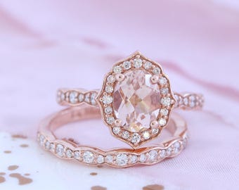 Aquamarine Engagement Ring Petite Diamond Wedding Ring Set in