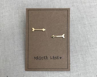 Tiny Arrow Stud Earrings in Gold. Sterling Silver Posts. Arrow Earrings. Basic Shape Earrings. Minimalist Everyday Jewelry.