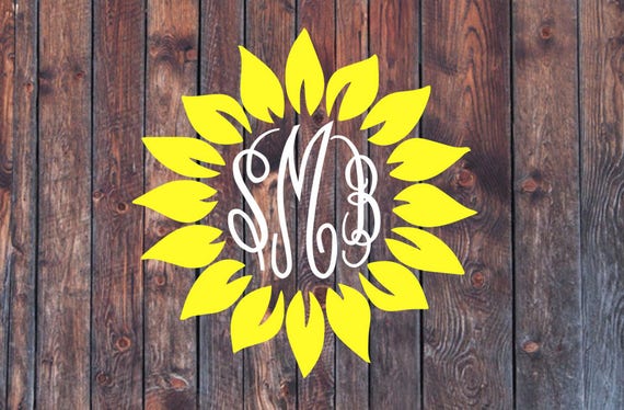 Download Sunflower Monogram Decal // custom decal sunflower monogram