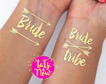 Bride tribe tattoo, bachelorette party, gold tattoo, bachelorette party favor, gift for bridesmaid, bachelorette tattoos