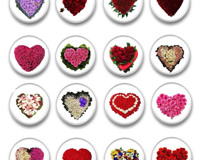Flowered hearts Valentine magnet gift sets - Gift for Her - Unique Gifts - Valentine Gift - Party Favor - Fridge Magnets - Refridgerator Mag