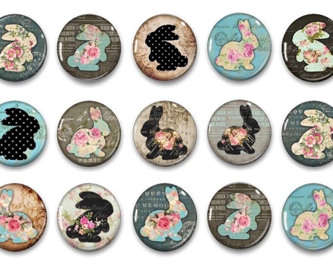 Victorian Easter Bunny Magnets - Easter Pins - Easter Gift - Refrigerator Magnets - Gift Magnets - Fridge Magnets - Party Favor
