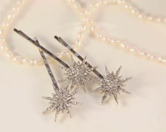 Star Headpiece Star Hair Pins Great Gatsby Head Piece Silver Hair Pin Wedding Snowflake Star Christmas Bridal Hair Star Hair Clip Elsa Hair