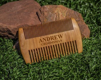 Wood Beard Comb, Personalized Engraved Combs, Beard Brush, Custom Beard Comb, Wooden Brush for Men, Barber Combing Brush, 2 sided grooming
