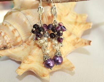 Gift|for|best friend jewelry for women mom gift exclusive jewelry bridesmaid earrings bridal jewelry purple earrings pearl earrings