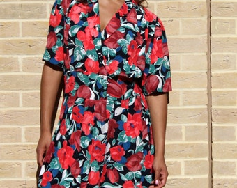 Vintage Floral Wrap Dress 1980's Dress 80's Floral Dress Vintage Vintage 1980's Wrap Dress 80's Women's Dresses