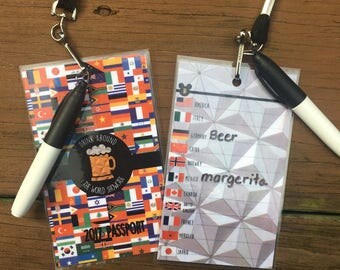 Drink Around the World Showcase Epcot Passport with Lanyard and Marker - BEER DRINKERS -