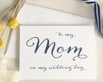 To My Mom On My Wedding Day, Card Mother Of The Bride Card, Mom Of Bride Gift, Mom Gift Wedding, Navy Wedding Card, Mother of Groom Gift