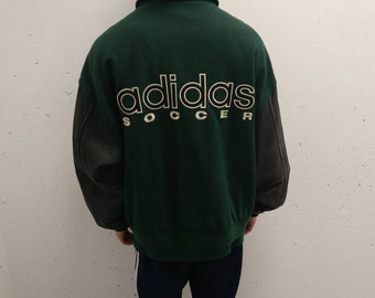 1990s Adidas Soccer Jacket Vintage Adidas Coat Adidas Bomber Varsity Jacket