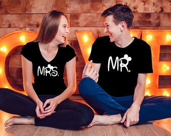 Mr and Mrs Shirts, Couples Shirts, Couple T-shirt, Minnie Couple Shirts, Matching Shirts, Couple Tees, Bride and Groom Shirts