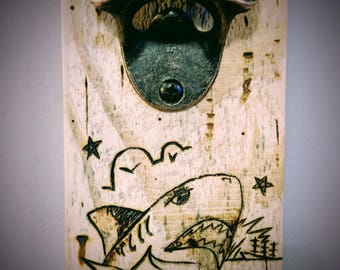 Vintage Bottle Opener Sailor Jerry Tattoo Art Reclaimed Wood Groomsman Valentines Vintage Bottle Opener Sailor Jerry Tattoo Art Reclaimed Wood Groomsman Valentines