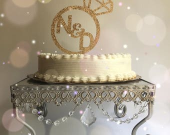 Engagement Cake Topper| Initial Cake Topper| Ring Cake Topper| Glitter Cake Topper| Mr. and Mrs| Cake Picks| Ring Picks| Engagement Party
