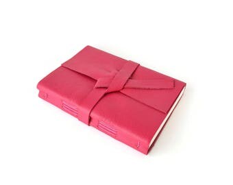1st Anniversary Gift for Wife, Personalized Leather Journal, Pink Diary, Pink Notebook, Leather Anniversary for Her, 4x6 Lined Pink Journal