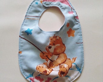 Funshine Bib - Care Bears Baby Bib - Care Bears Funshine Bib - Funshine Vintage Sheets Bib - CareBears Funshine Bear Bib - Upcycled Funshine