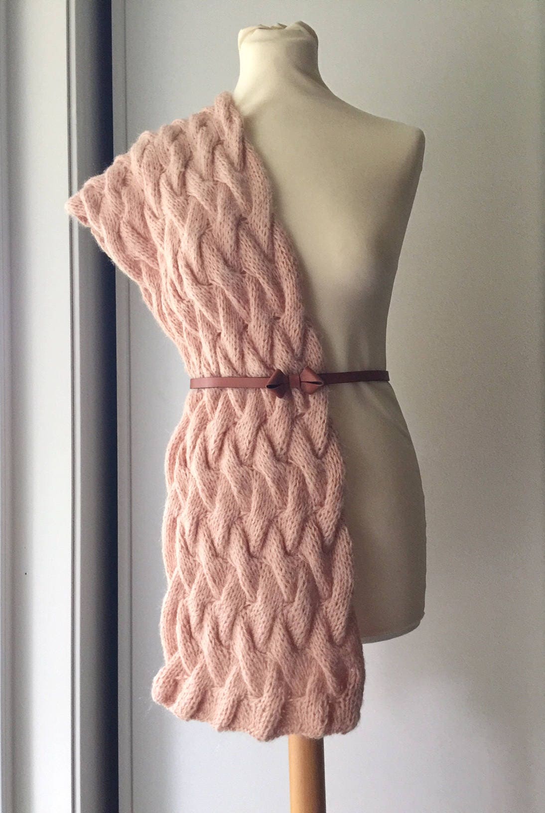 Knit Pink Scarf Wife Statement Gift Chunky Pink Scarf The