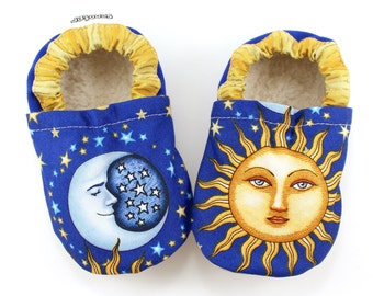 sun shoes moon shoes sun baby shoes moon baby booties celestial baby sun slippers toddler shoes with rubber sole sun moccasins