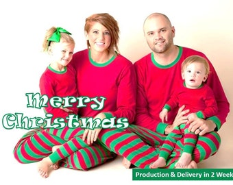 Christmas Pajamas, Christmas pajamas, Red & Green Christmas PJ's. Embroidered and Comfy Matching Family Christmas Pajamas. Christmas Gifts.