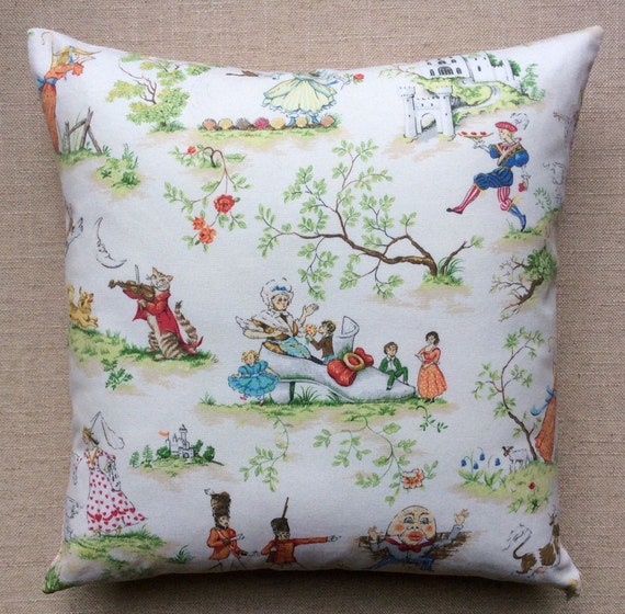Vintage Covington Nursery Rhyme Fabric Cushion 'Over The
