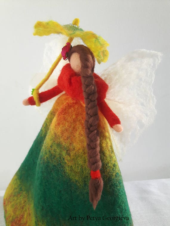 Fairy with umbrella Spring fairy Wool angel Wool Fairy